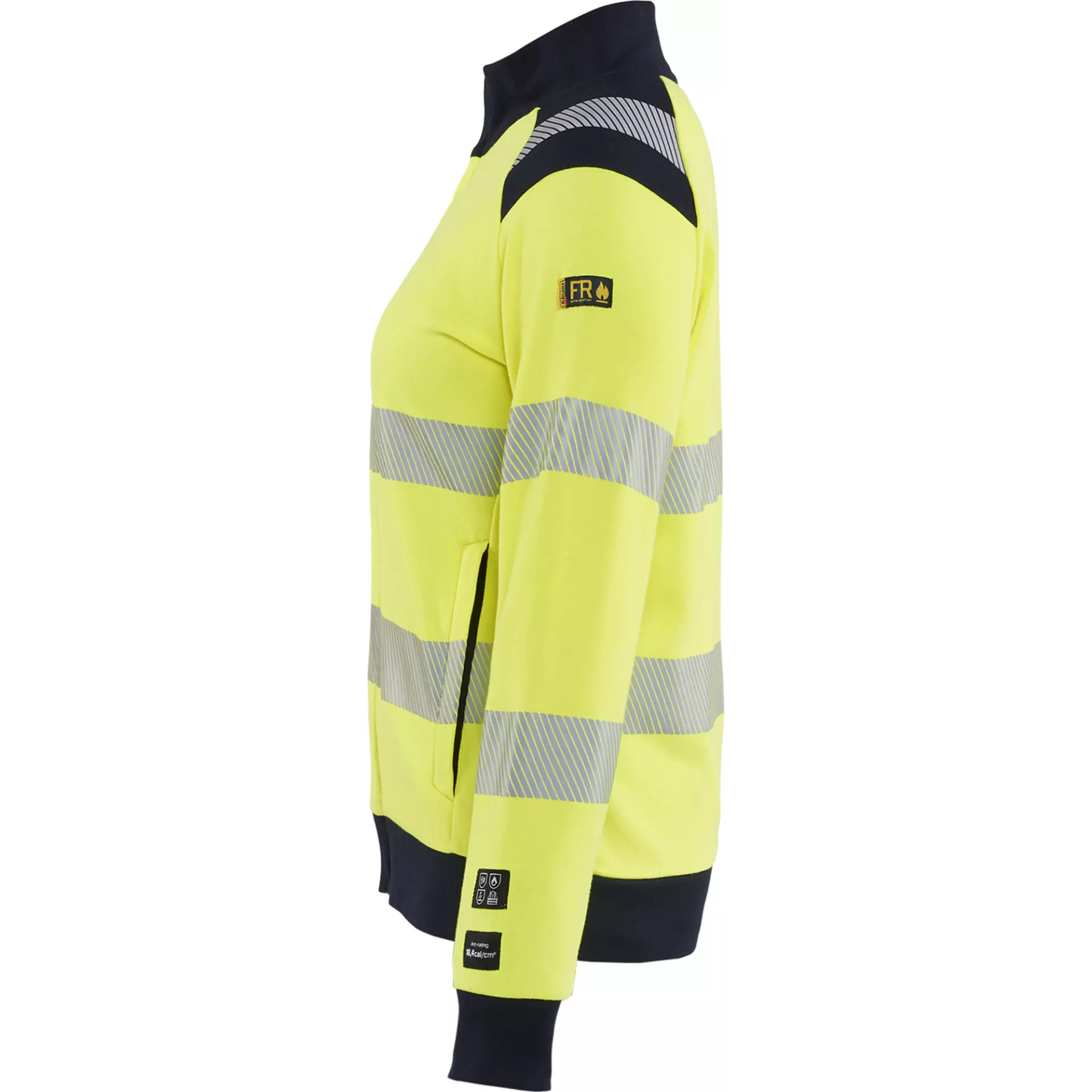 Blåkläder 347117623389, Ladies Multinorm High Vis Zip Sweatshirt, Yellow/Navy, image 3