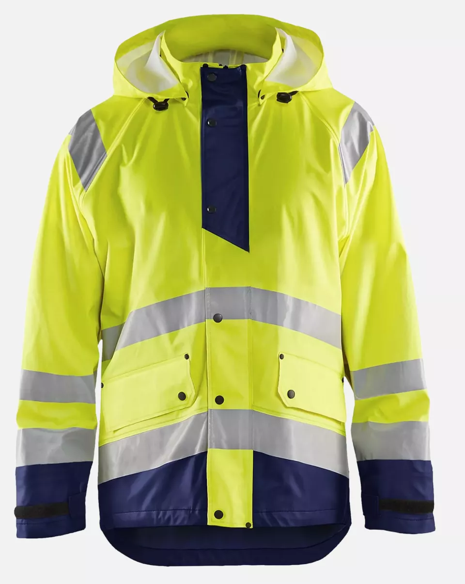 Blaklader 432320003389, High Vis Rain Jacket, Yellow/Navy Blue, image 1, gallery thumbnail