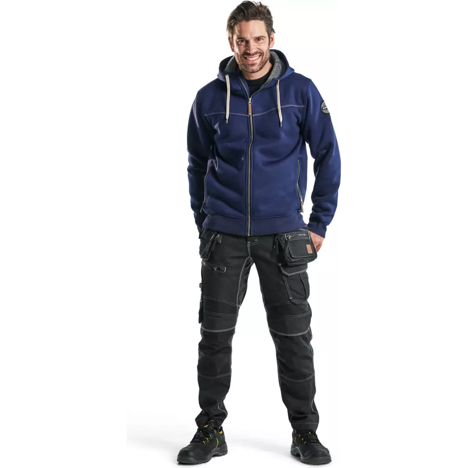 Blåkläder 493325148900, Pile Lined Hooded Sweatshirt, Navy Blue, image 5, gallery thumbnail