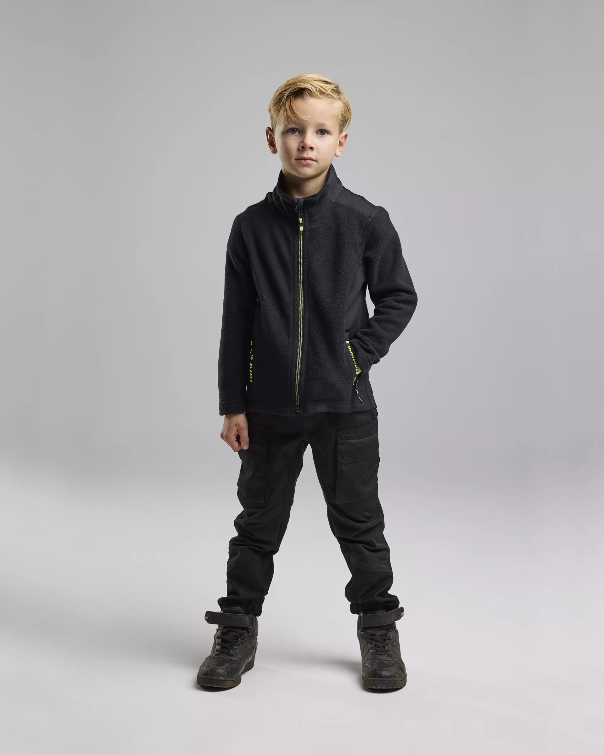 Blaklader 520610109933, Kids Microfleece Pullover, Black/High Vis Yellow, image 5