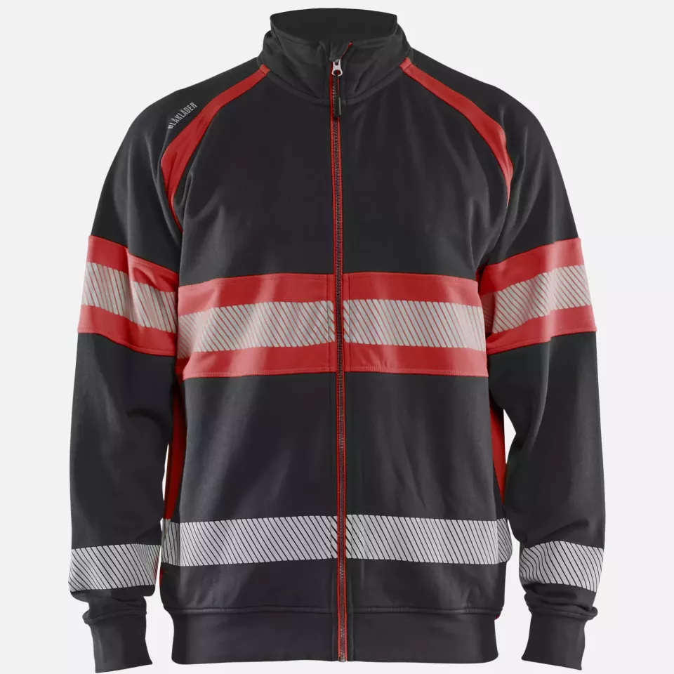Blaklader 355111589955, High Vis Sweat Jacket, Black/High Vis Red, image 1, gallery thumbnail