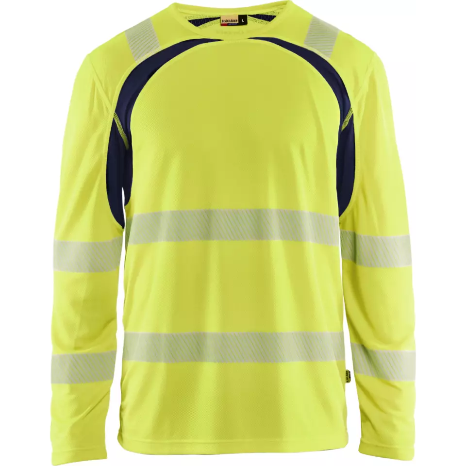 Blaklader 359910133389, High Vis UV Protection Long Sleeve Shirt, Yellow/Navy Blue, image 1, gallery thumbnail