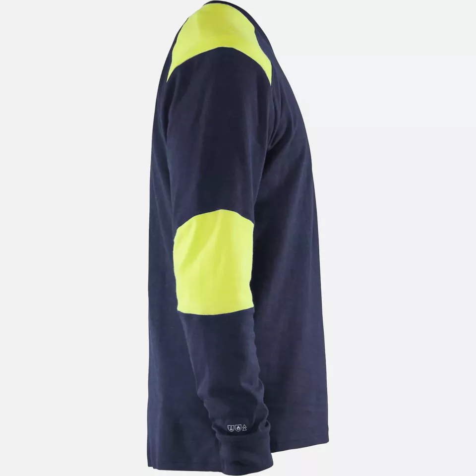 Blaklader 345717618933, Flame Resistant Long Sleeve Shirt, Navy/Yellow, image 2, gallery thumbnail