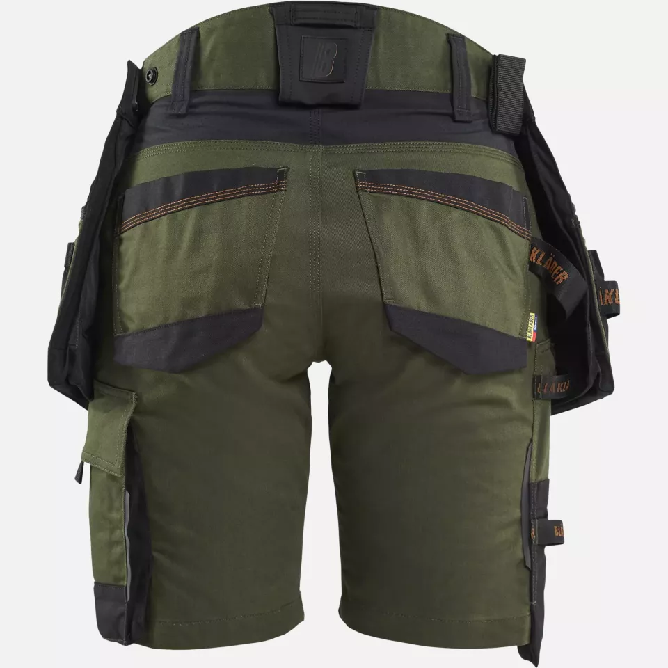 Blaklader 717511494240, STRIKER Ladies Stretch Craftsman Shorts, Forest Green/Rust, image 4, gallery thumbnail