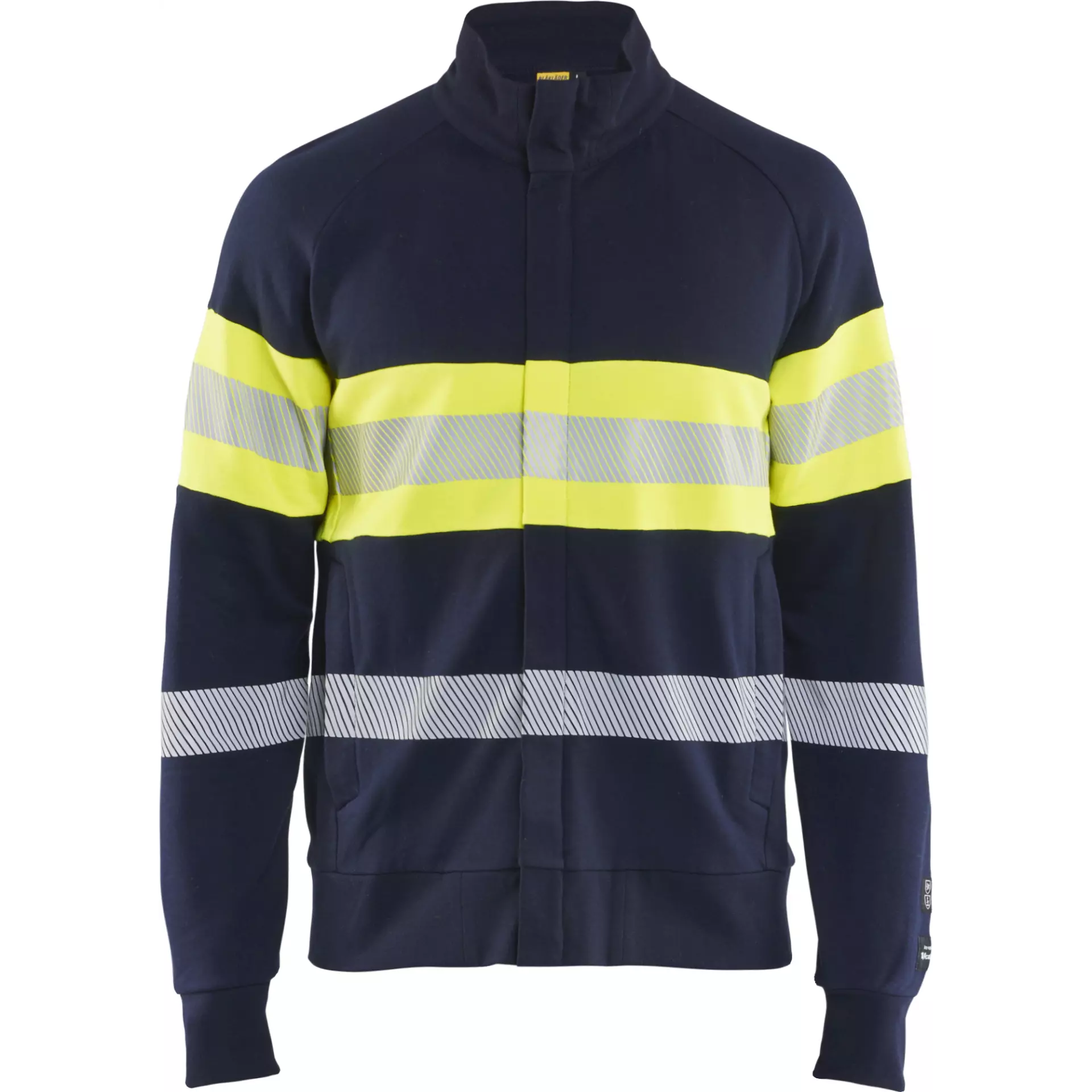 Blaklader 346217628933, Multi-Norm Sweatshirt with Zip, Navy Blue/ Yellow