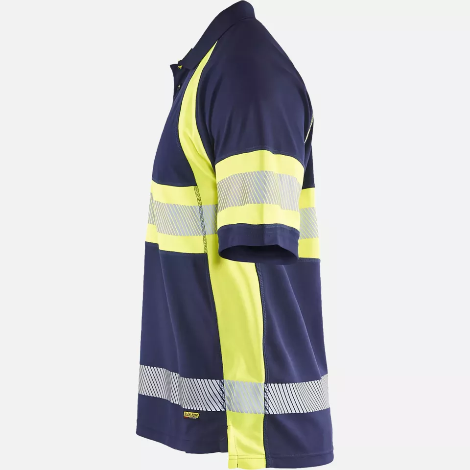 Blaklader 333810518933, High Vis UV Protection Polo Shirt, Navy Blue/ Yellow, image 3, gallery thumbnail