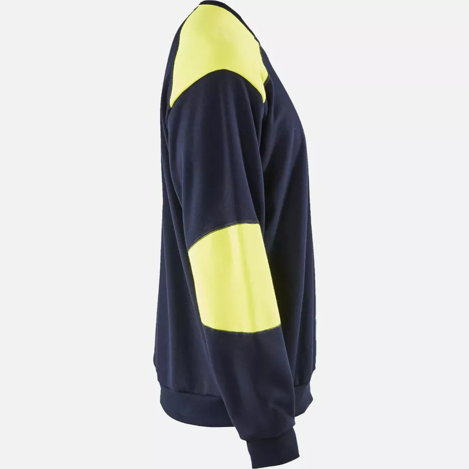 Blaklader 345817628933, Flame Resistant Sweatshirt, Navy/Yellow, image 2, gallery thumbnail