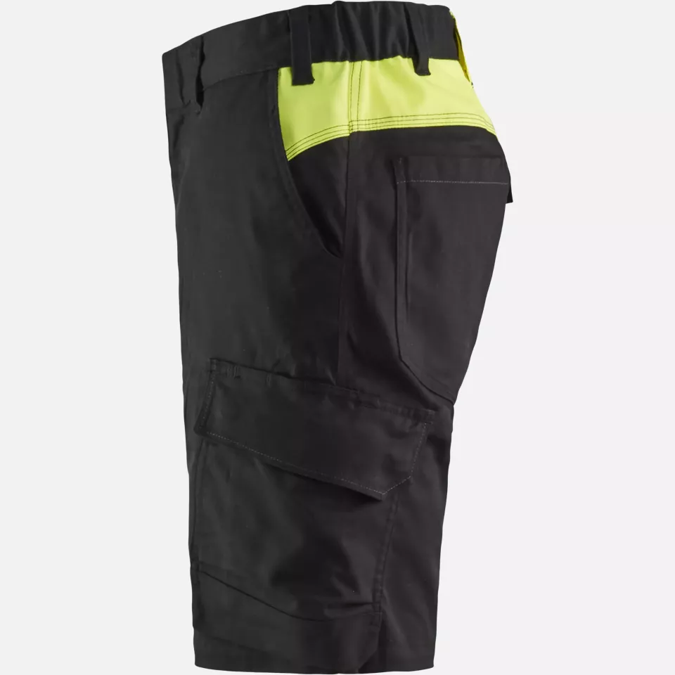 Blaklader 144618329933, Industry Stretch Shorts, Black/Yellow, image 3, gallery thumbnail
