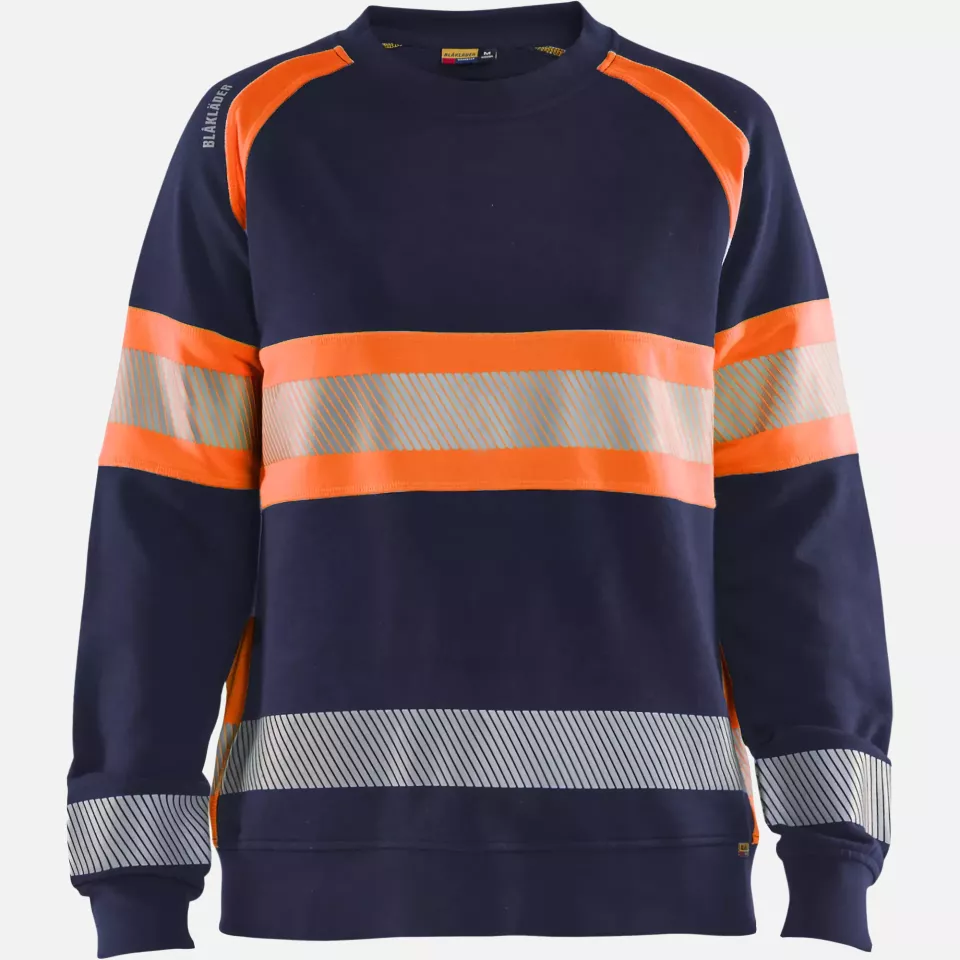 Blaklader 340911588953, High Vis Women's Sweatshirt, Navy Blue/Orange, image 1, gallery thumbnail