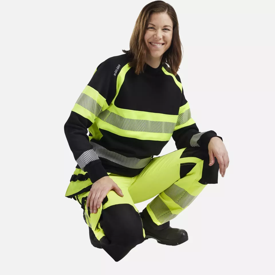 Blaklader 719716423399, High Vis Women's 4-Way Stretch Work Trousers, Yellow/Black, image 6, gallery thumbnail