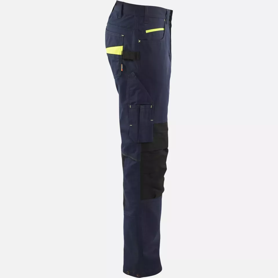 Blaklader 149513308633, Stretch Work Trousers, Dark Navy/Yellow, image 2, gallery thumbnail