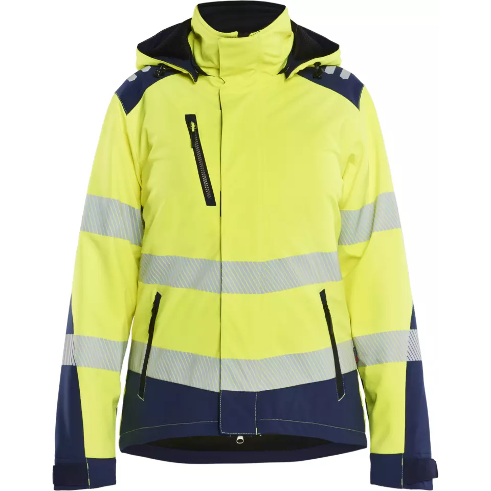 Blaklader 440125133389, High Vis Ladies Lined Lightweight Softshell Winter Jacket, Yellow/Navy