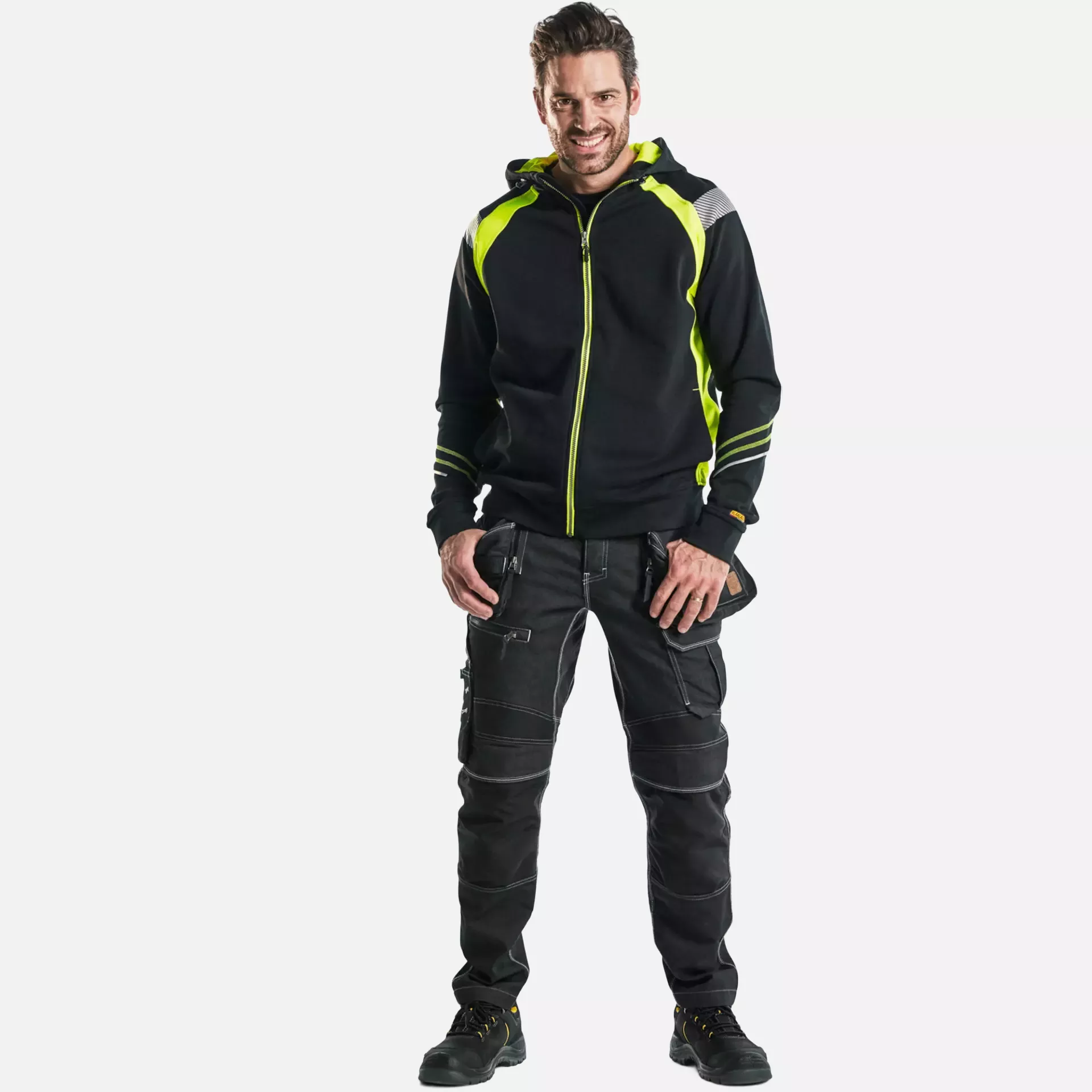 Blaklader 343311589933, Zip Sweatshirt, Black/Yellow, image 5