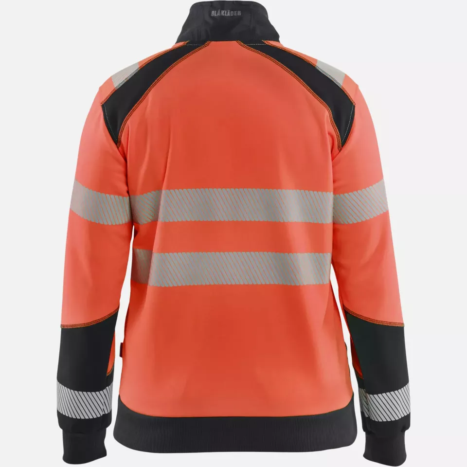 Blaklader 350825285599, High Vis Ladies Zip Sweatshirt, Red/Black, image 4, gallery thumbnail