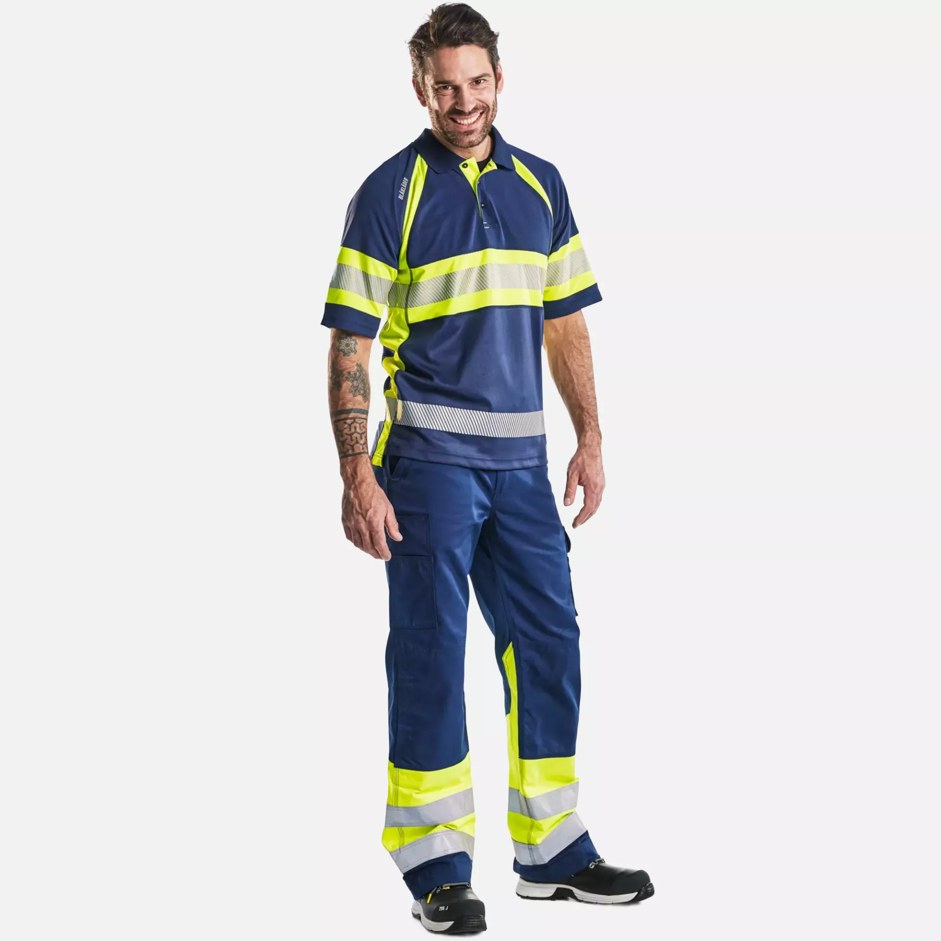 Blaklader 333810518933, High Vis UV Protection Polo Shirt, Navy Blue/ Yellow, image 5