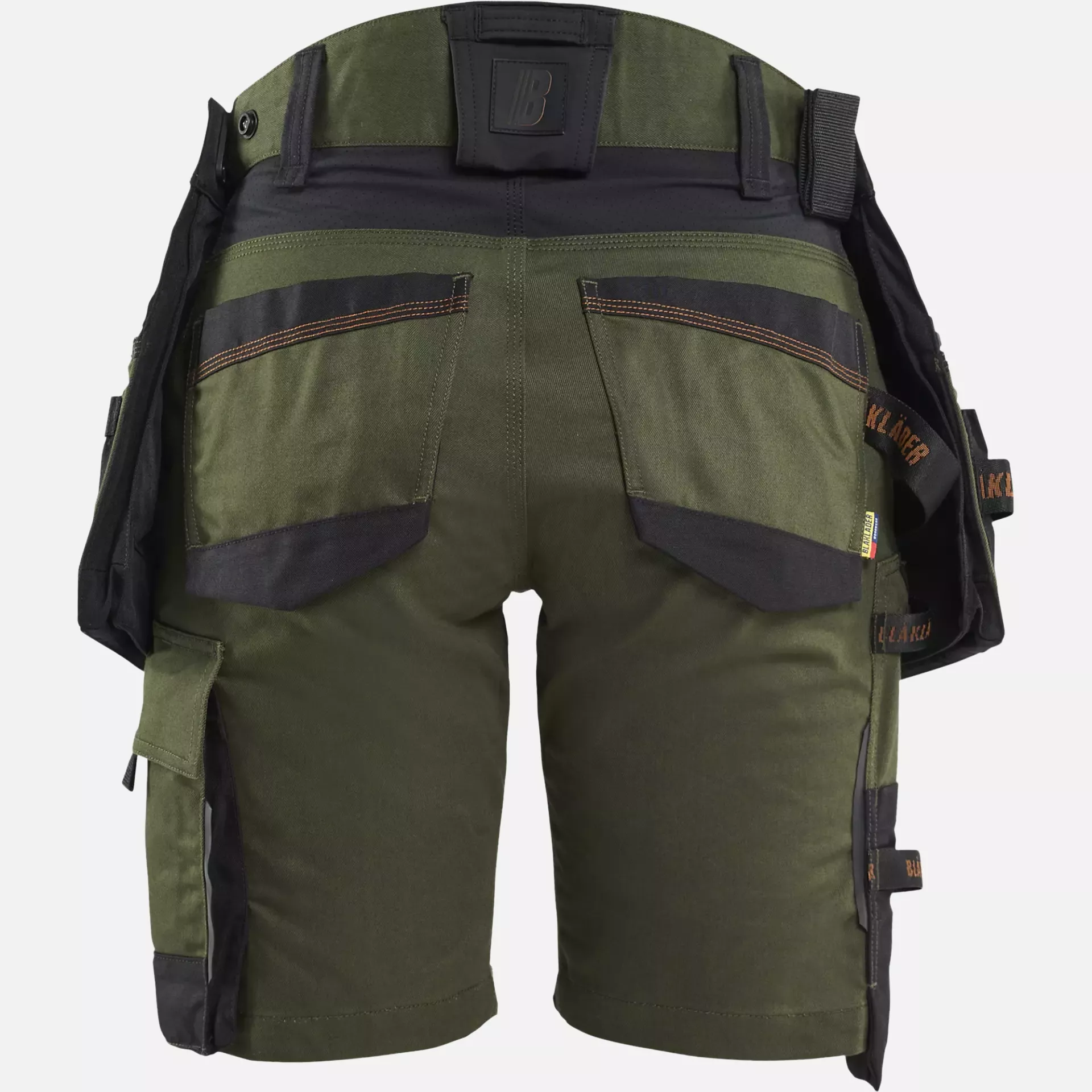Blaklader 717511494240, STRIKER Ladies Stretch Craftsman Shorts, Forest Green/Rust, image 4
