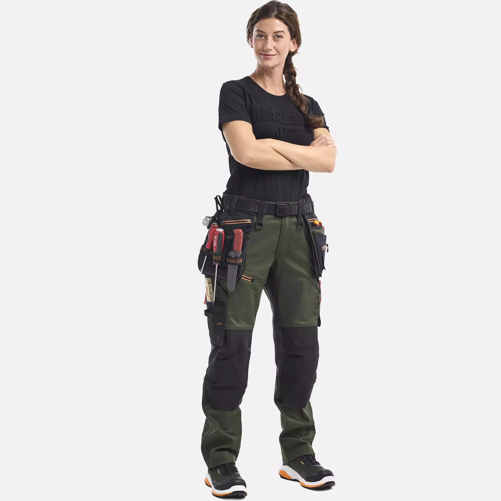 Blaklader 717011494240, STRIKER Damen Stretch Handwerker Arbeitshose, Waldgrün/Rost, image 6