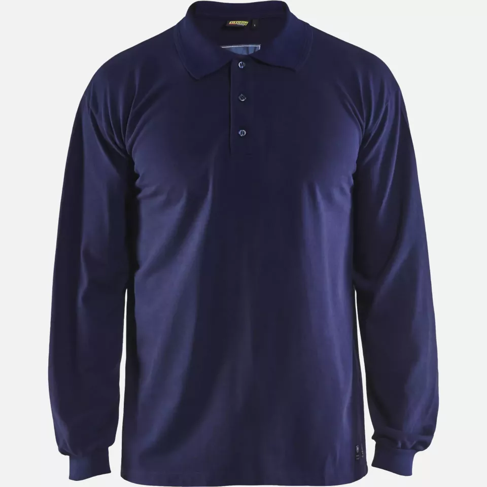 Blaklader 337417418900, Flame Resistant Long Sleeve Polo, Navy, image 1, gallery thumbnail