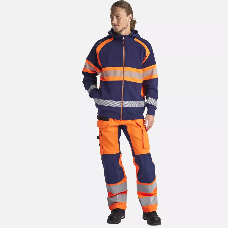 Blaklader 355211588953, High Vis Hoodie Jacket, Navy Blue/Orange, image 5, gallery thumbnail