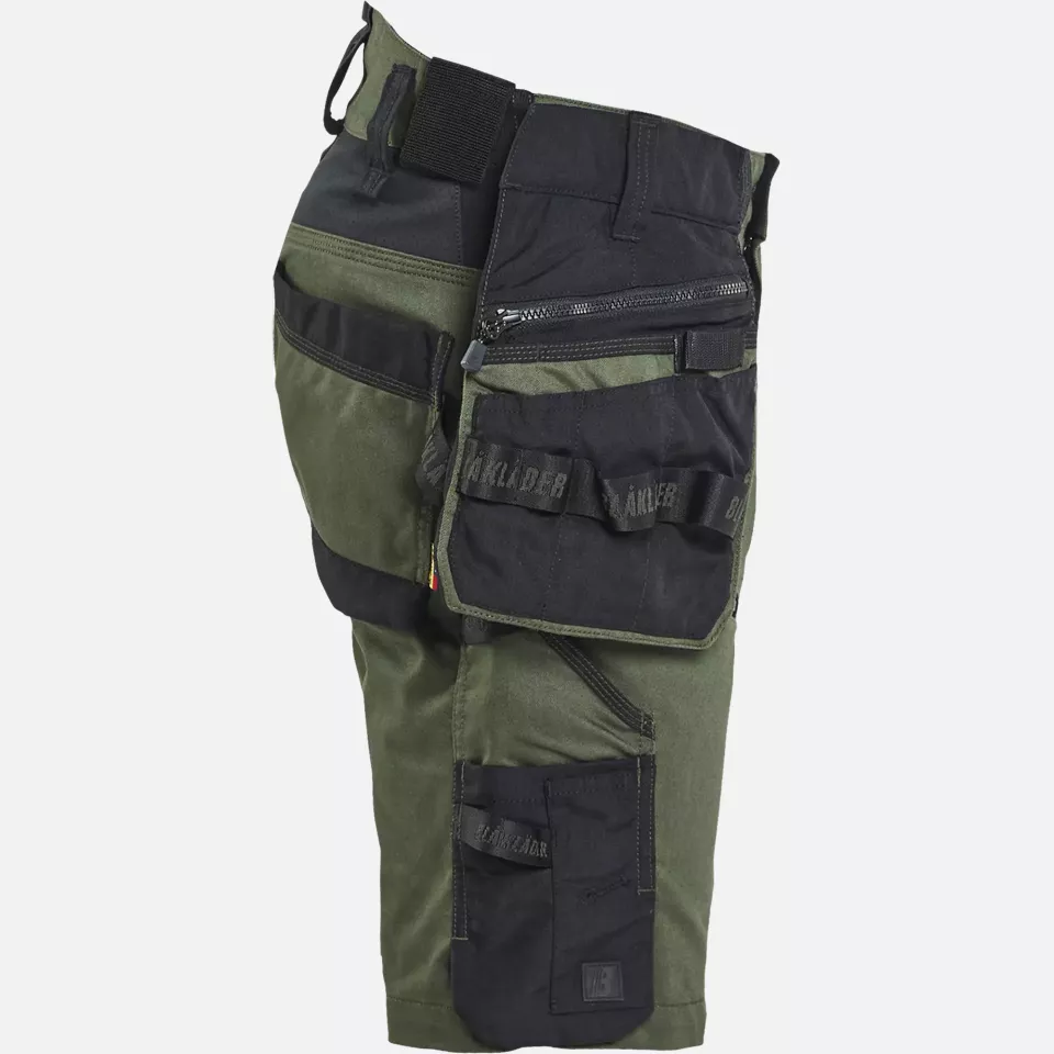 Blaklader 197211494298, STRIKER Stretch Craftsman Shorts, Forest Green/Black, image 2, gallery thumbnail