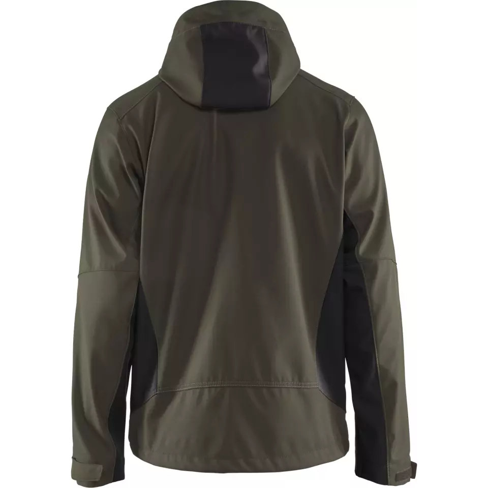 Blåkläder 475325164599, Hooded Softshell Jacket, Dark Olive Green/Black, image 4, gallery thumbnail