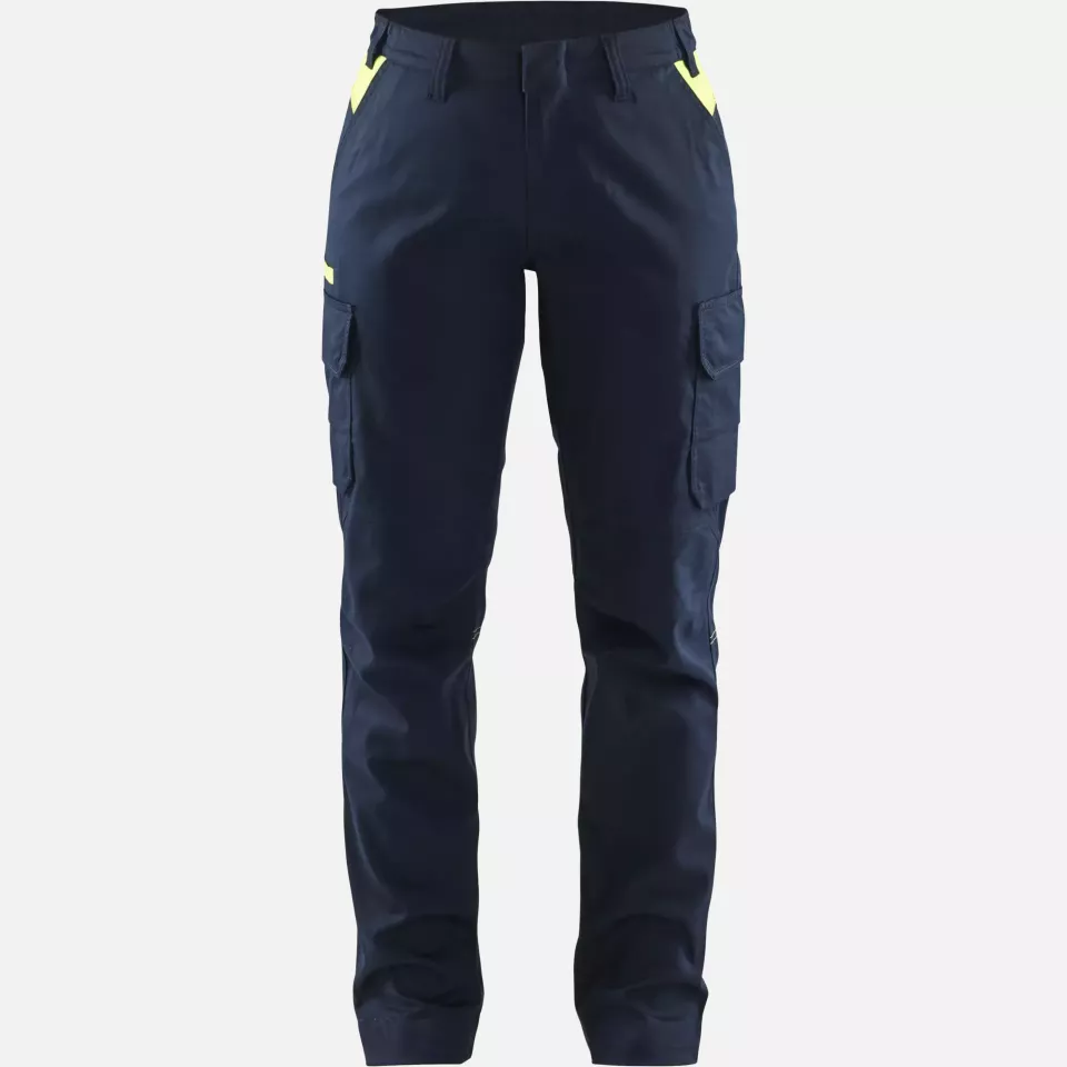 Blaklader 714418328633, Ladies Stretch Industry Work Trousers, Dark Navy/Yellow, image 1, gallery thumbnail