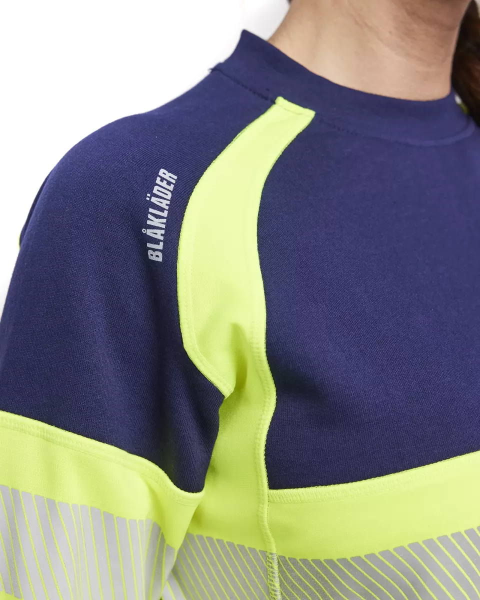 Blåkläder 340911588933, High Vis Ladies Sweatshirt, Navy Blue/ Yellow, image 6, gallery thumbnail