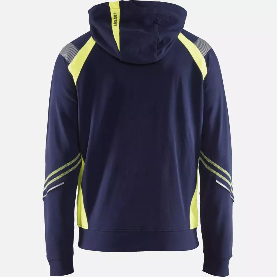 Blaklader 343311588933, Zip Sweatshirt, Navy/ Yellow, image 4, gallery thumbnail