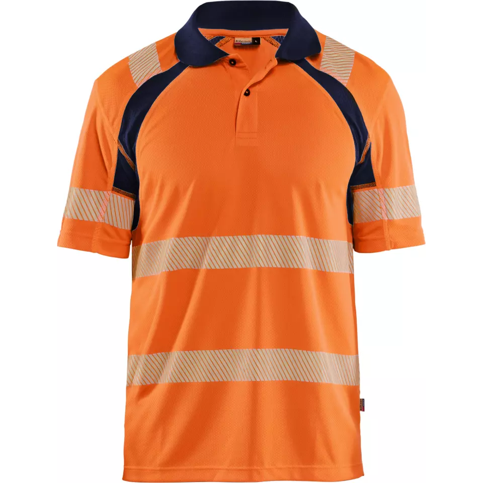 Blåkläder 359510135389, High Vis UV Protection Polo Shirt, Orange/Navy, image 1, gallery thumbnail