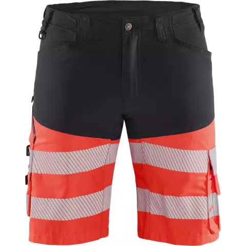 Blaklader High Vis Stretch Shorts, Black/High Vis Red