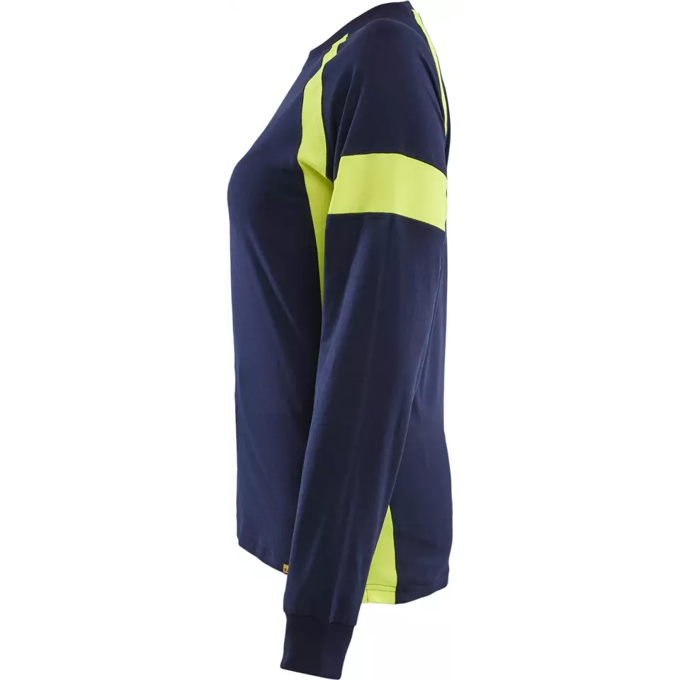 Blaklader 352110308833, High Vis Women's Long Sleeve T-Shirt, Navy Blue/Yellow, image 3, gallery thumbnail