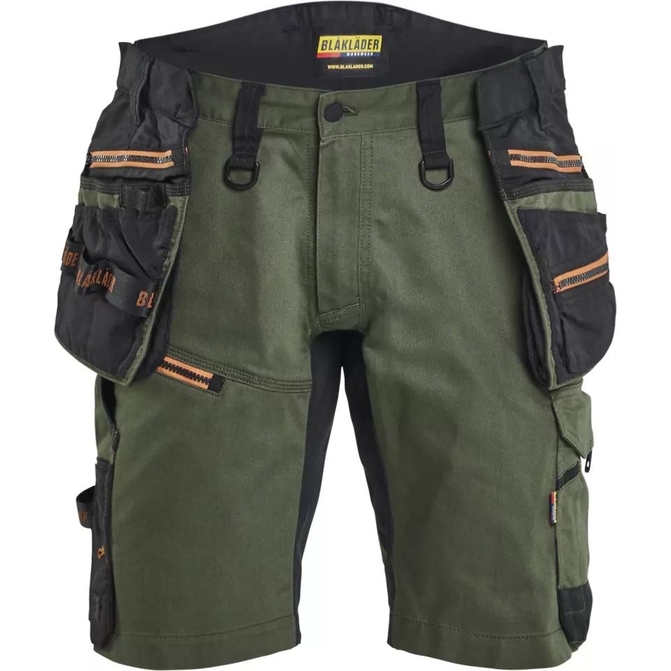 Blaklader 197211494240, STRIKER Stretch Craftsman Shorts, Forest Green/Rust, image 1, gallery thumbnail