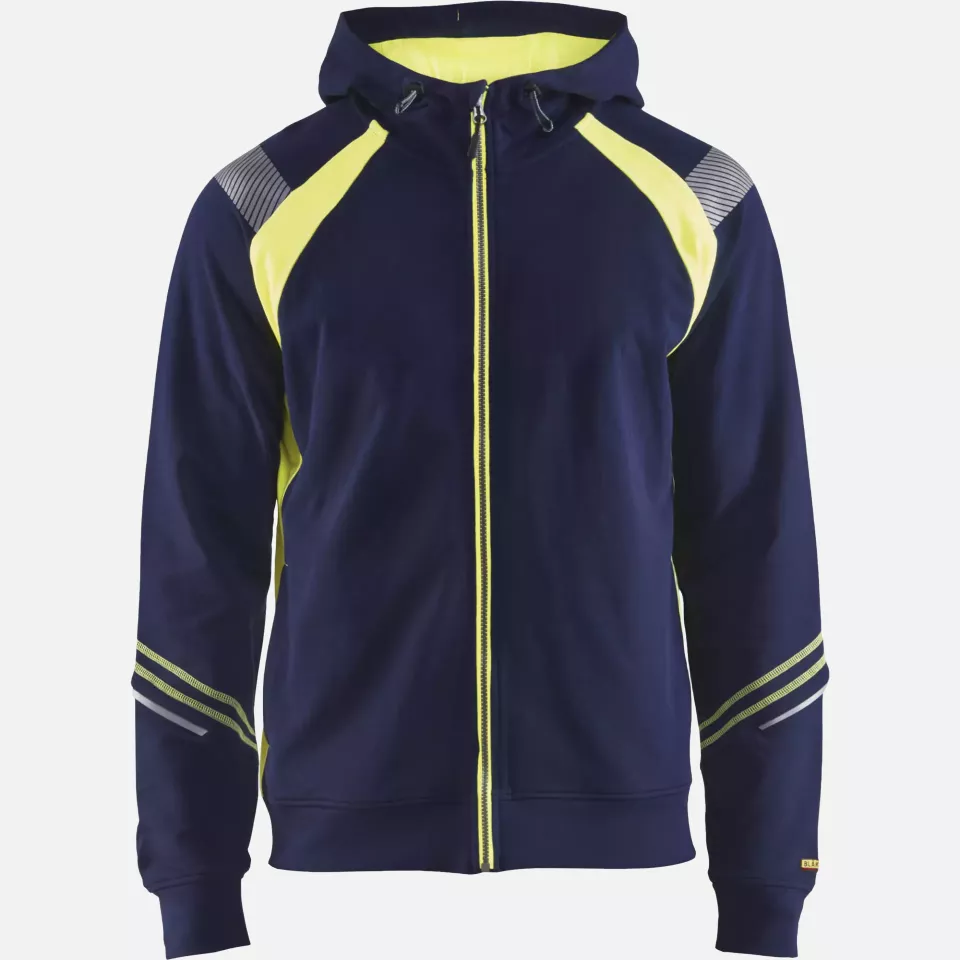 Blaklader 343311588933, Zip Sweatshirt, Navy/ Yellow, image 1, gallery thumbnail