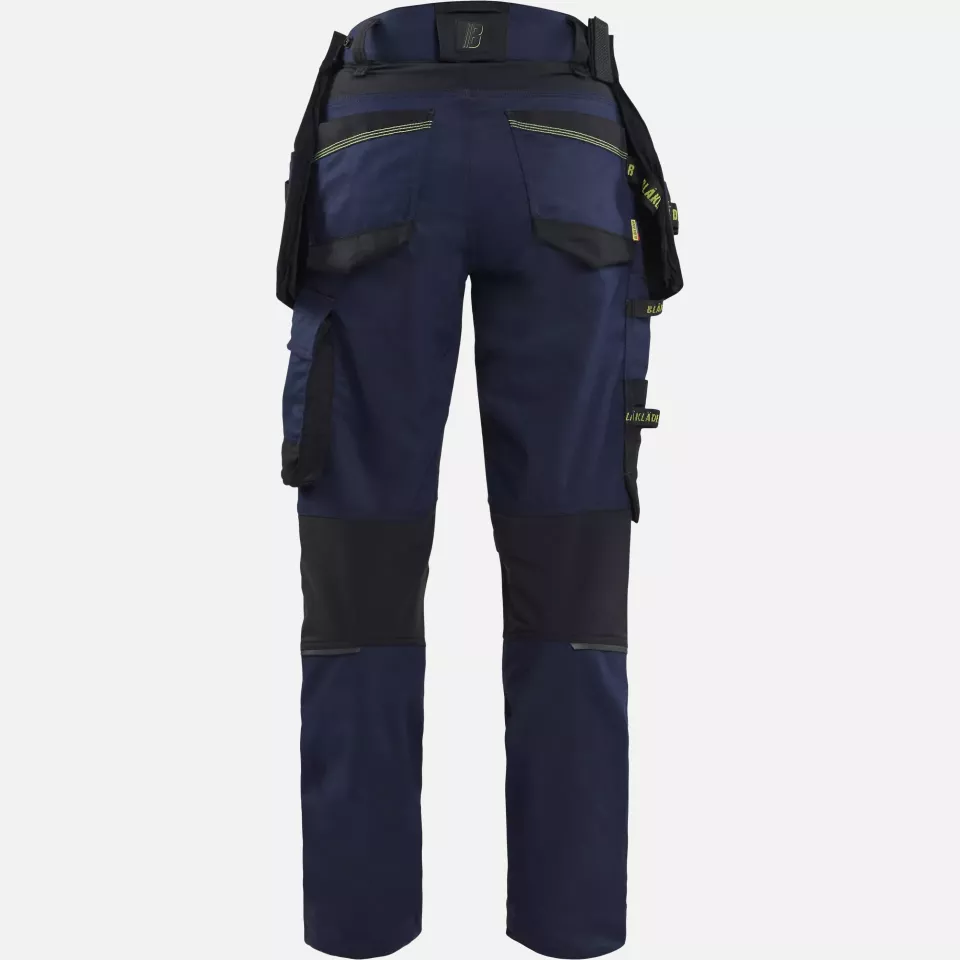 Blaklader 717011498633, STRIKER Women's Craftsman Work Trousers Stretch, Dark Navy/High Vis Yellow, image 8, gallery thumbnail