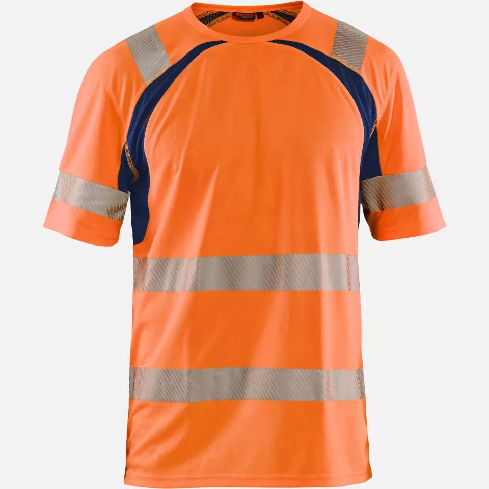 Blaklader 339710135389, High Vis UV Protection T-Shirt, Orange/Navy Blue, image 1, gallery thumbnail