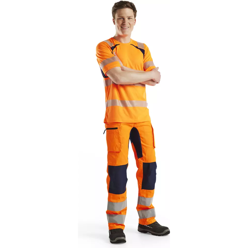 Blåkläder 158518115389, High Vis Stretch Work Pants, Orange/Navy Blue, image 4, gallery thumbnail