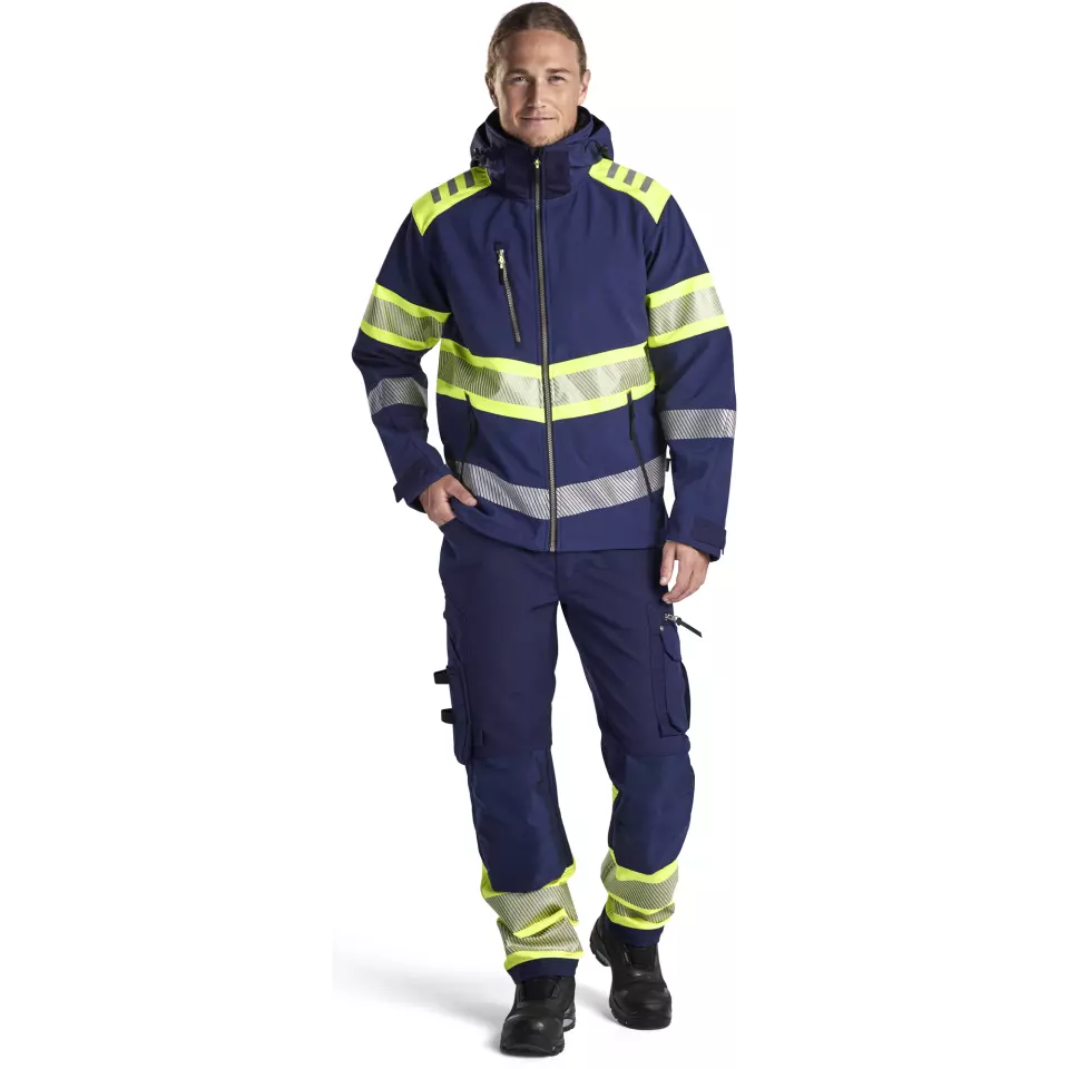 Blaklader 449425138933, High Vis Softshell Jacket, Navy/ Yellow, image 5, gallery thumbnail