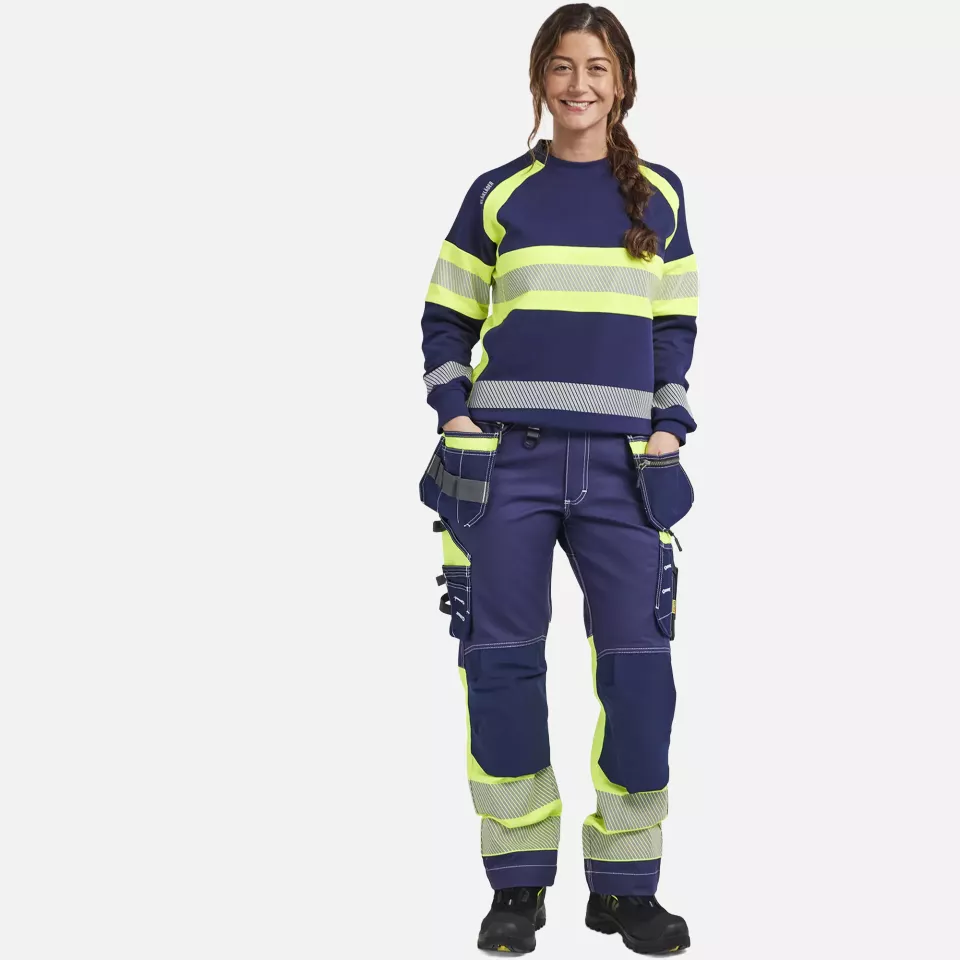 Blaklader 340911588933, High Vis Ladies Sweatshirt, Navy Blue/ Yellow, image 5, gallery thumbnail
