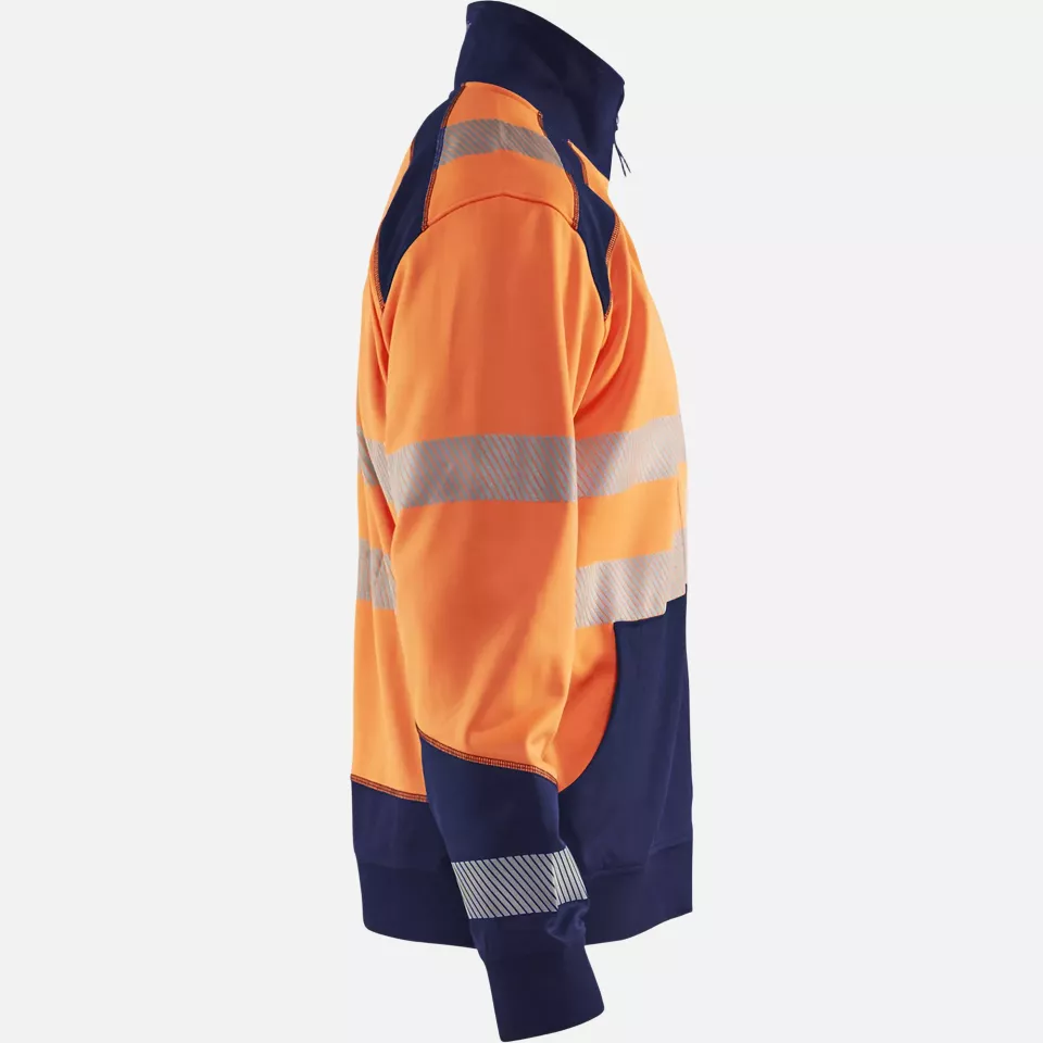 Blaklader 355825285389, High Vis Zip Sweatshirt, Orange/Navy Blue, image 2, gallery thumbnail