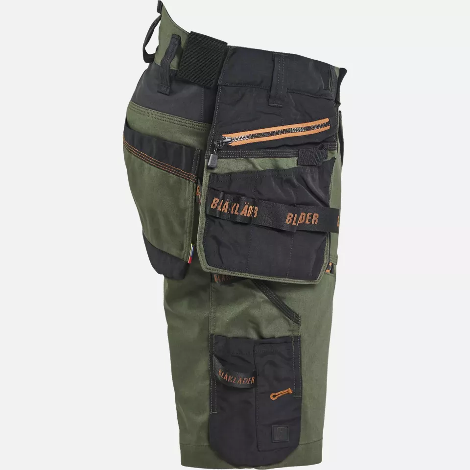 Blaklader 197211494240, STRIKER Stretch Craftsman Shorts, Forest Green/Rust, image 2, gallery thumbnail