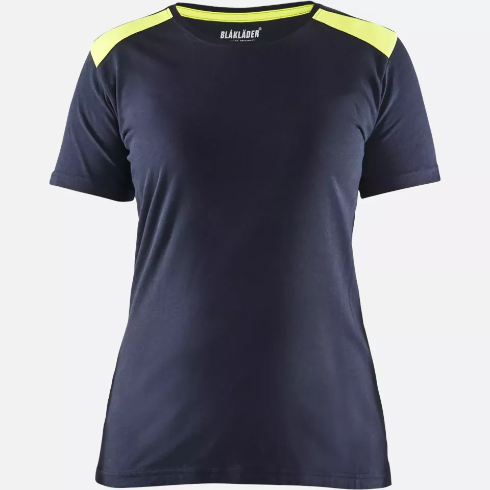 Blaklader 347910428633, Ladies T-Shirt, Dark Navy/Yellow, image 1, gallery thumbnail