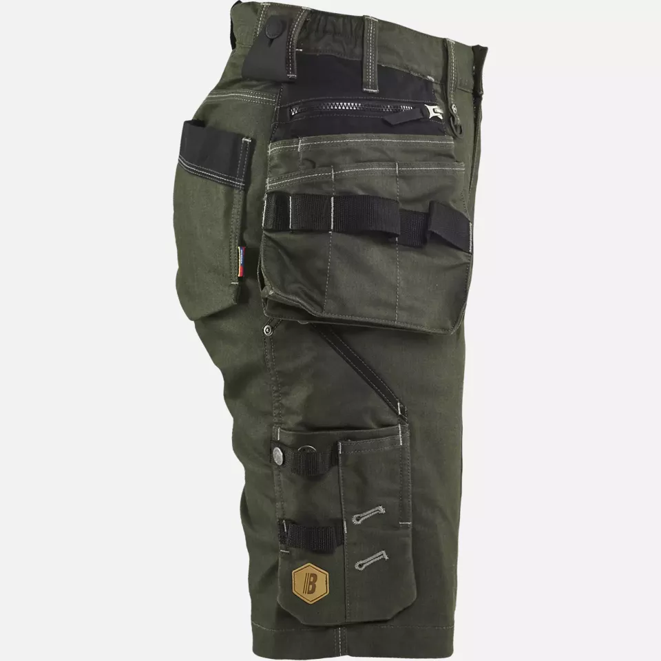 Blaklader 799211414298, X1900 Ladies Stretch Craftsman Shorts, Forest Green/Black, image 2, gallery thumbnail
