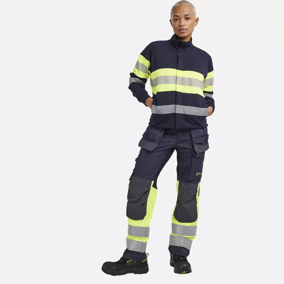 Blaklader 347217628933, Ladies Multinorm High Vis Sweatshirt with Zipper, Navy/Yellow, image 5, gallery thumbnail