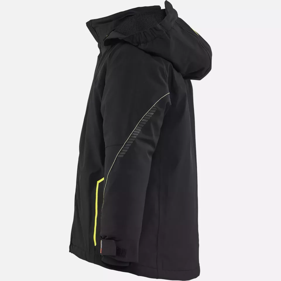 Blaklader 521019179933, Children's Winter Jacket Stretch Lightly Lined, Black/High Vis Yellow, image 3, gallery thumbnail