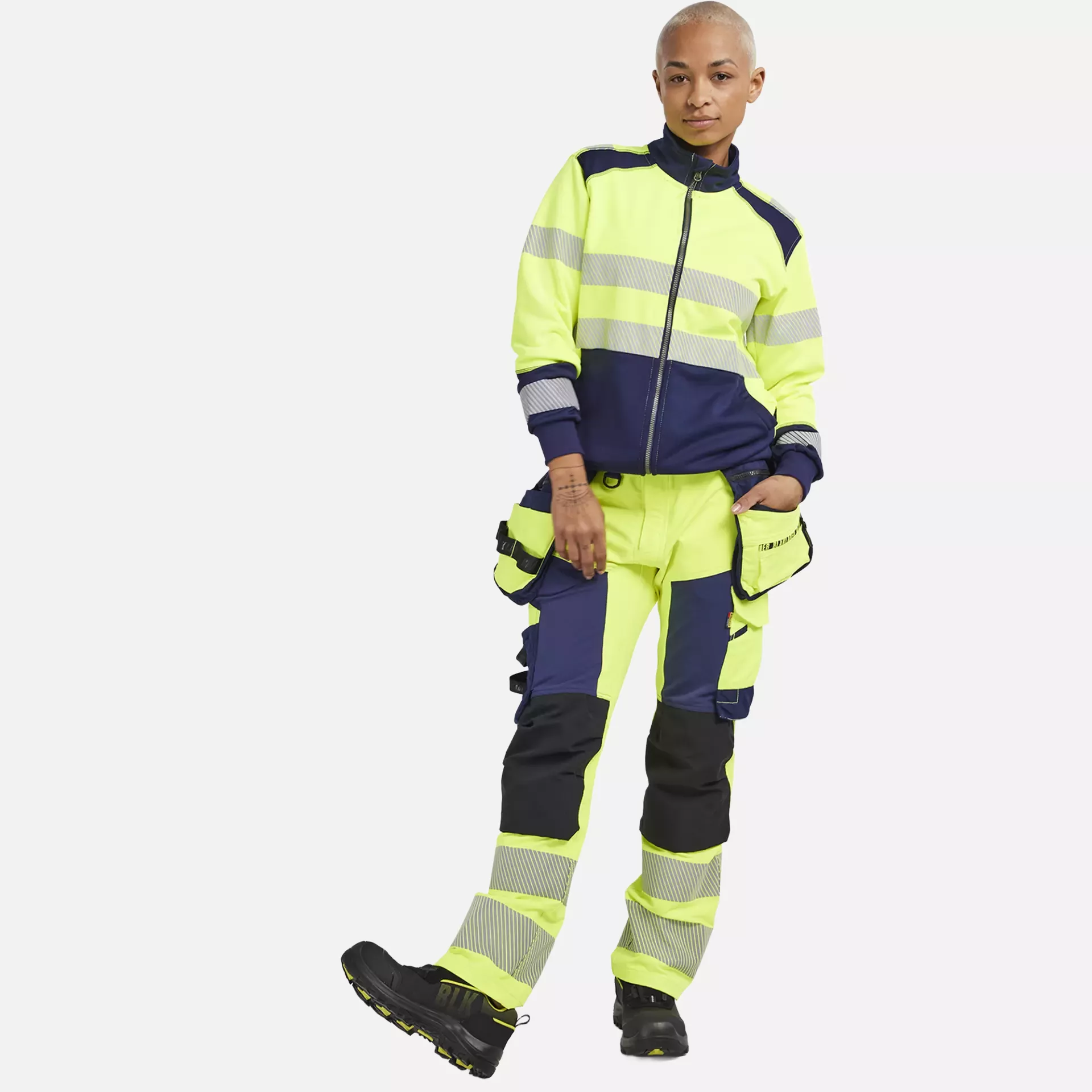 Blaklader 350825283389, High Vis Ladies Full Zip Sweatshirt, Yellow/Navy Blue, image 5