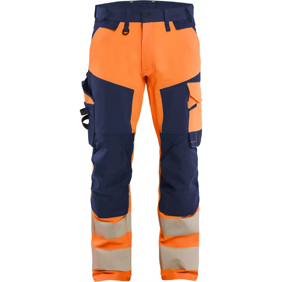 Blaklader 112416485389, Hi-Vis Work Trousers 4-Way Stretch, Hi-Vis Orange/Navy Blue, image 1, gallery thumbnail