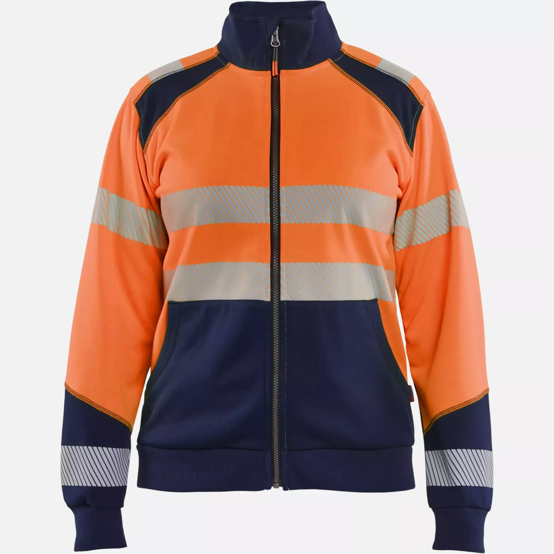 Blaklader 350825285389, High Vis Ladies Zip Sweatshirt, Orange/Navy Blue, image 1