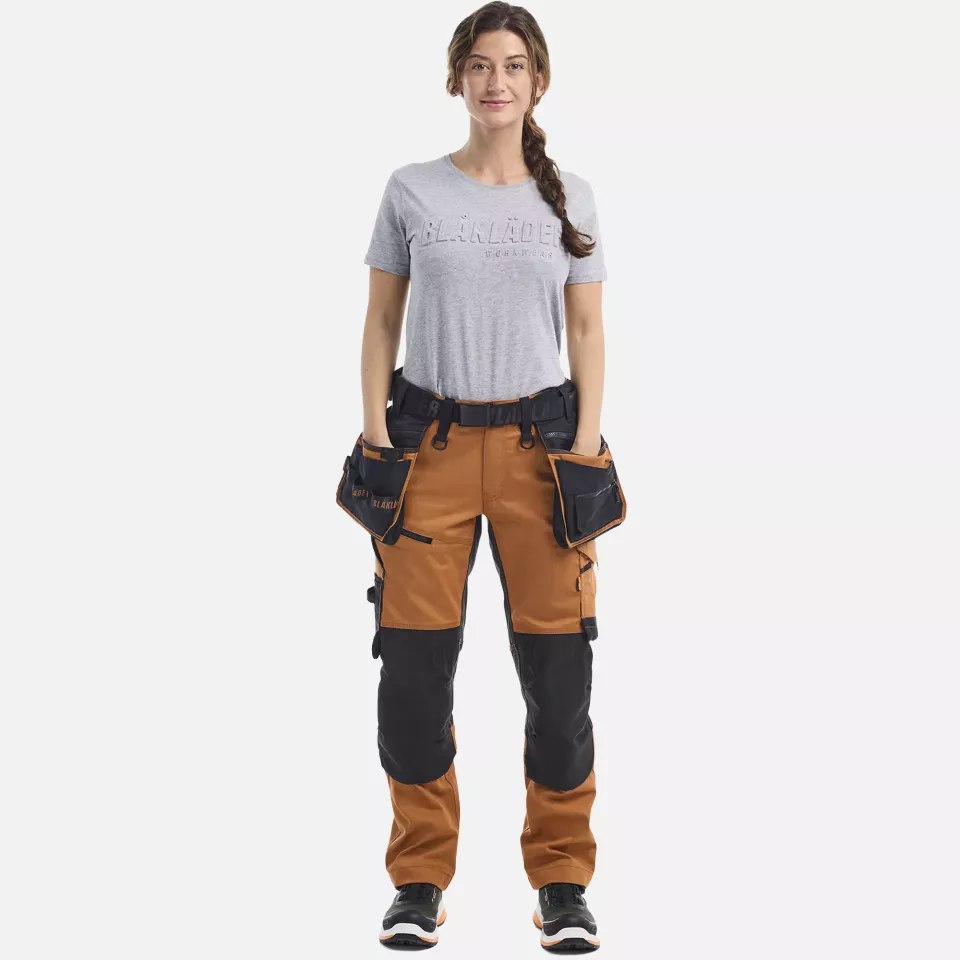 Blaklader 717011494099, STRIKER Women's Stretch Craftsman Work Trousers, Rust/Black, image 5, gallery thumbnail