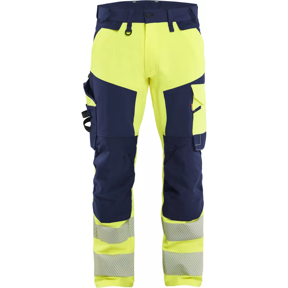 Blaklader 112416483389, Hi-Vis Work Trousers 4-Way Stretch, Hi-Vis Yellow/Navy Blue, image 1, gallery thumbnail