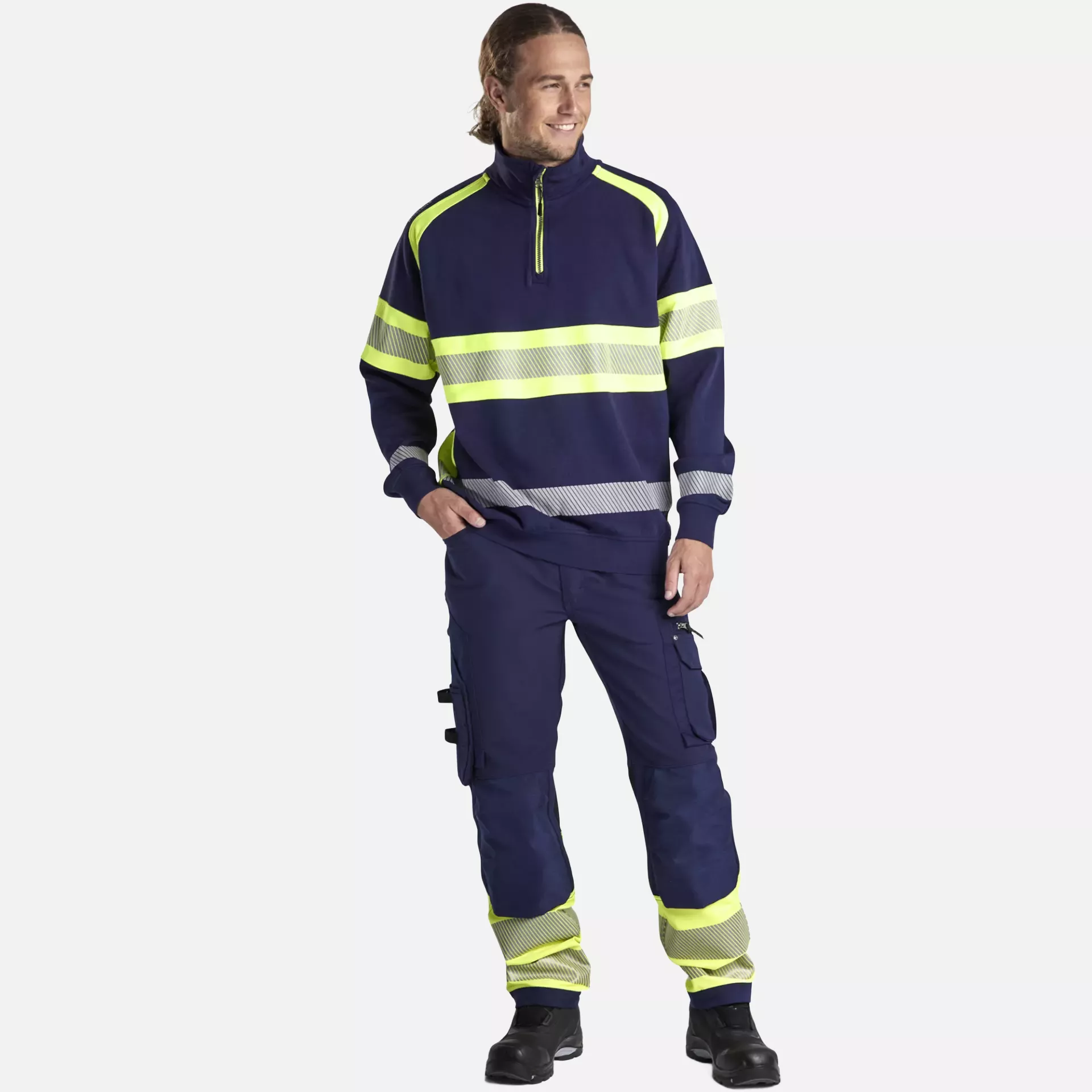 Blaklader 355311588933, High Vis Sweatshirt, Navy/ Yellow, image 5